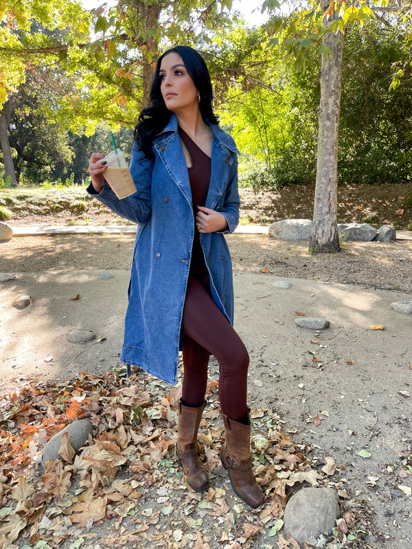 "Very fall" Denim trench coat